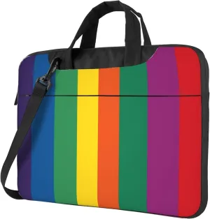 Rainbow Flag Laptop Shoulder Bag for Women, Color Stripes Laptop Sleeve Case Durable Computer Bag