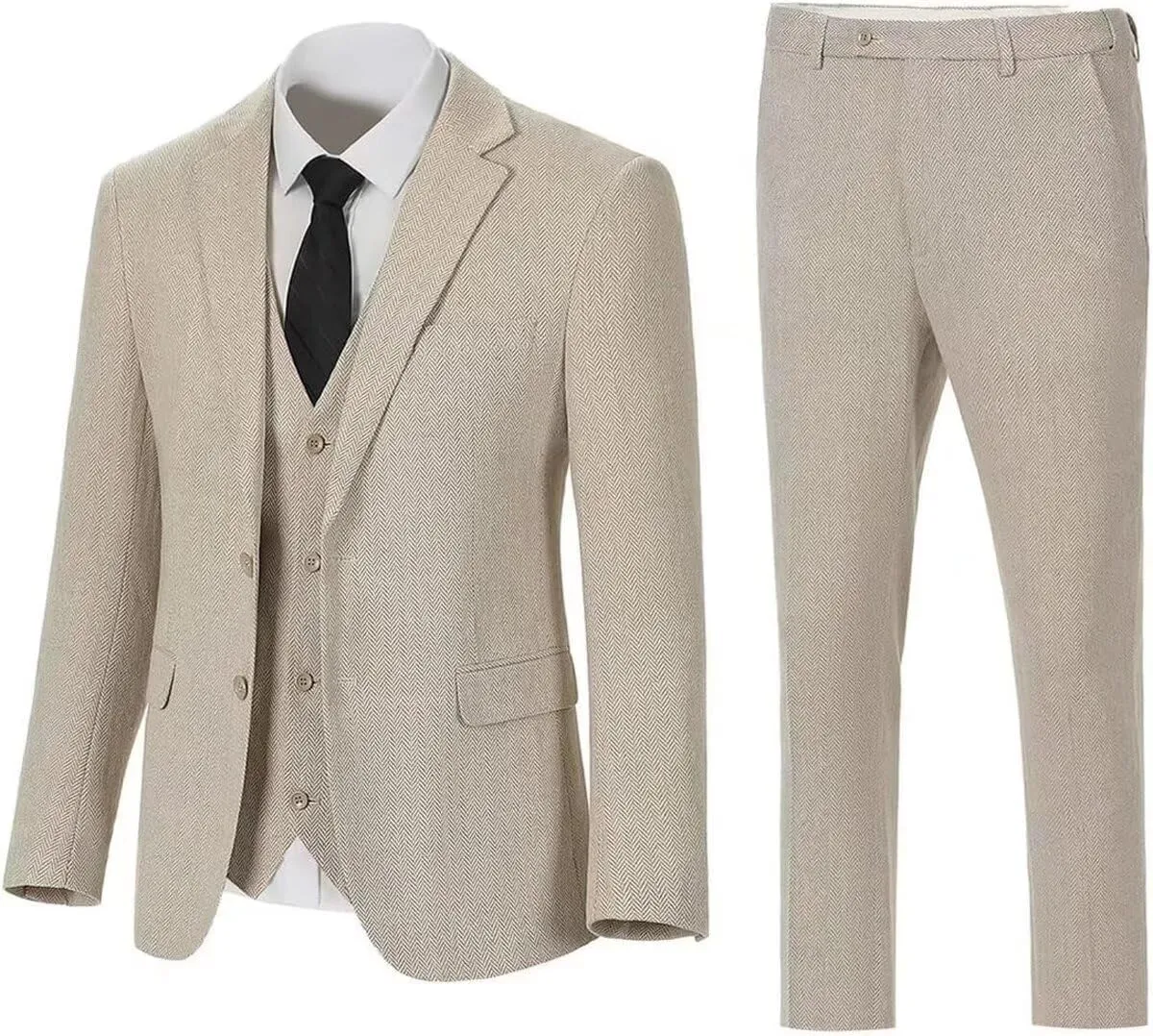 Retro 3 Pieces Slim Fit Boy Suit Tweed Herringbone Formal Stylish Vest Tuxedo Pants Wedding Homecoming Dress Wear Set