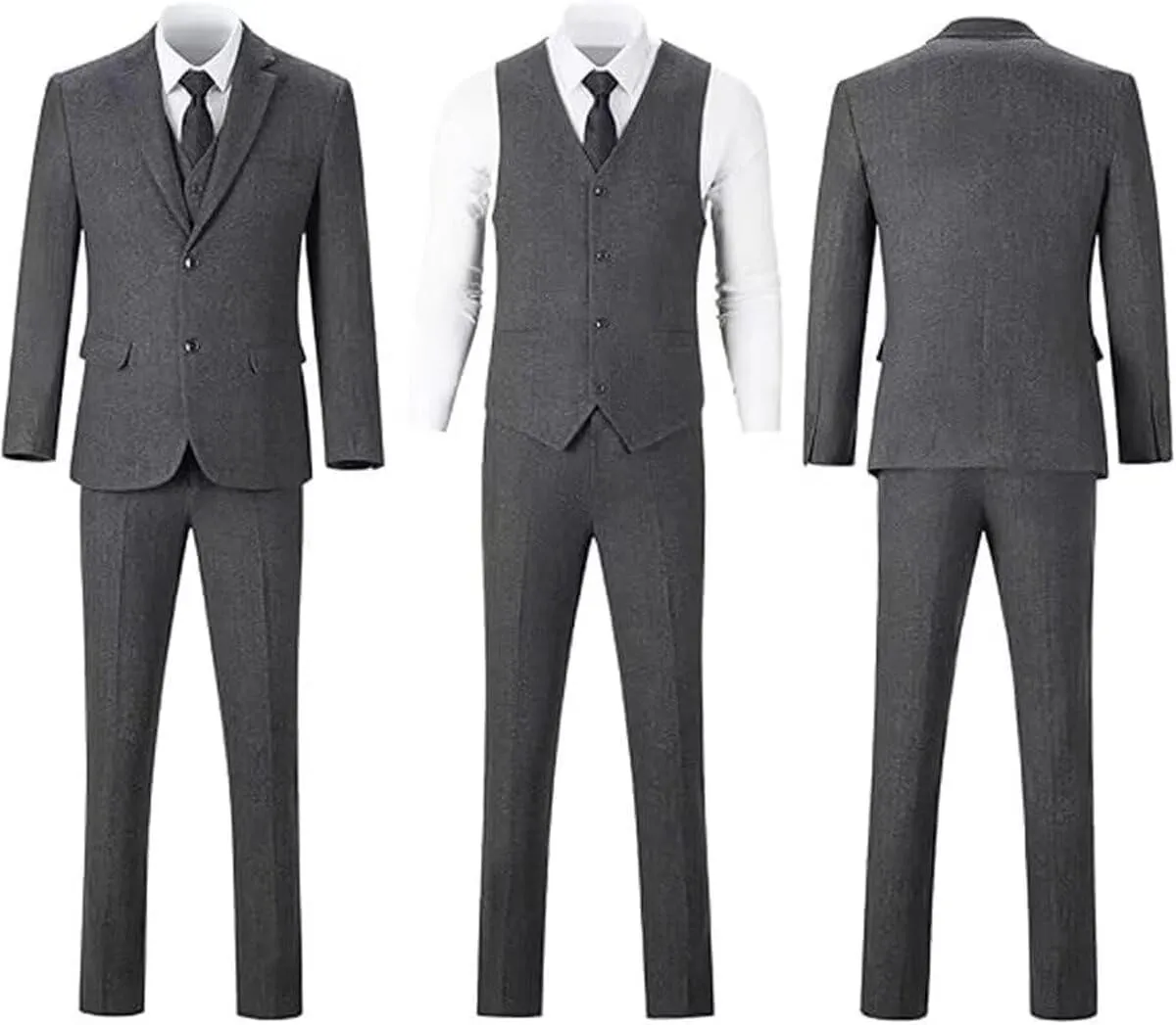 Retro 3 Pieces Slim Fit Boy Suit Tweed Herringbone Formal Stylish Vest Tuxedo Pants Wedding Homecoming Dress Wear Set