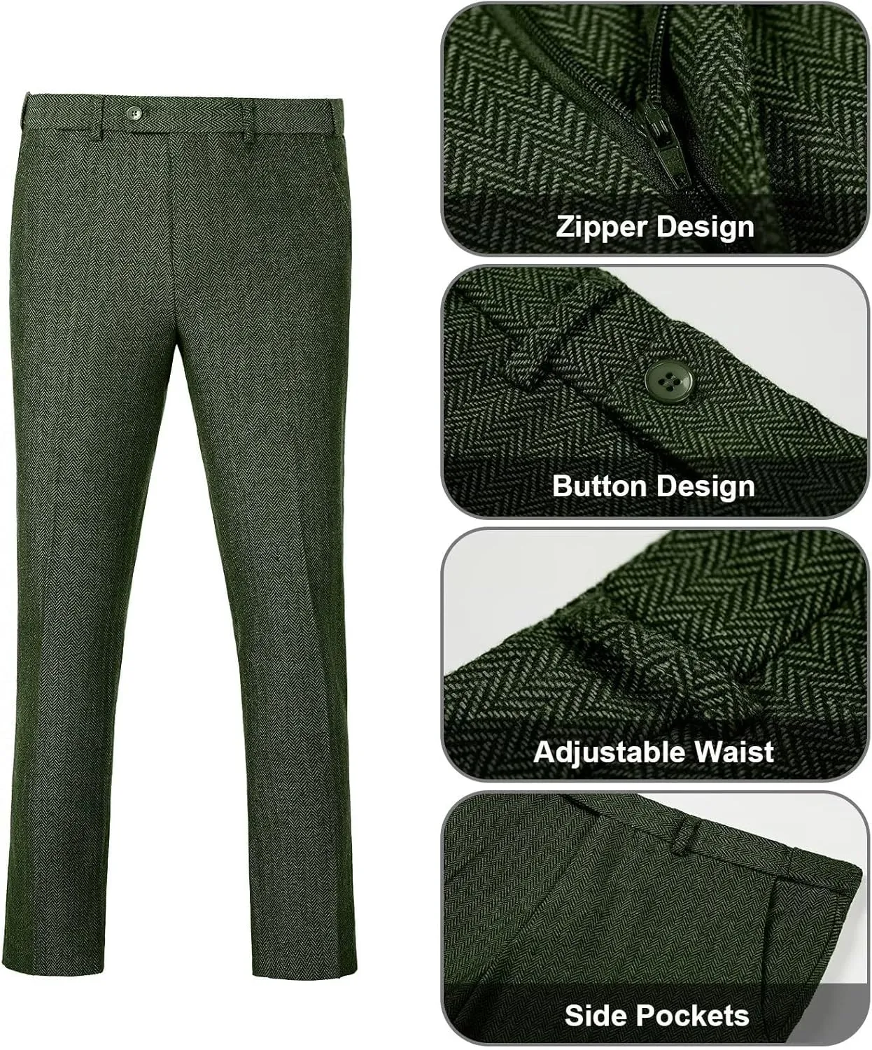 Retro 3 Pieces Slim Fit Boy Suit Tweed Herringbone Formal Stylish Vest Tuxedo Pants Wedding Homecoming Dress Wear Set