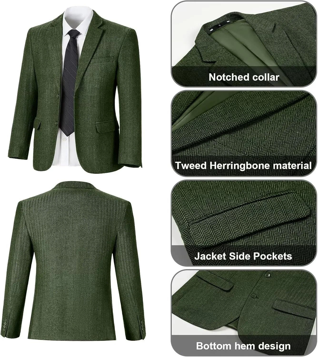 Retro 3 Pieces Slim Fit Boy Suit Tweed Herringbone Formal Stylish Vest Tuxedo Pants Wedding Homecoming Dress Wear Set