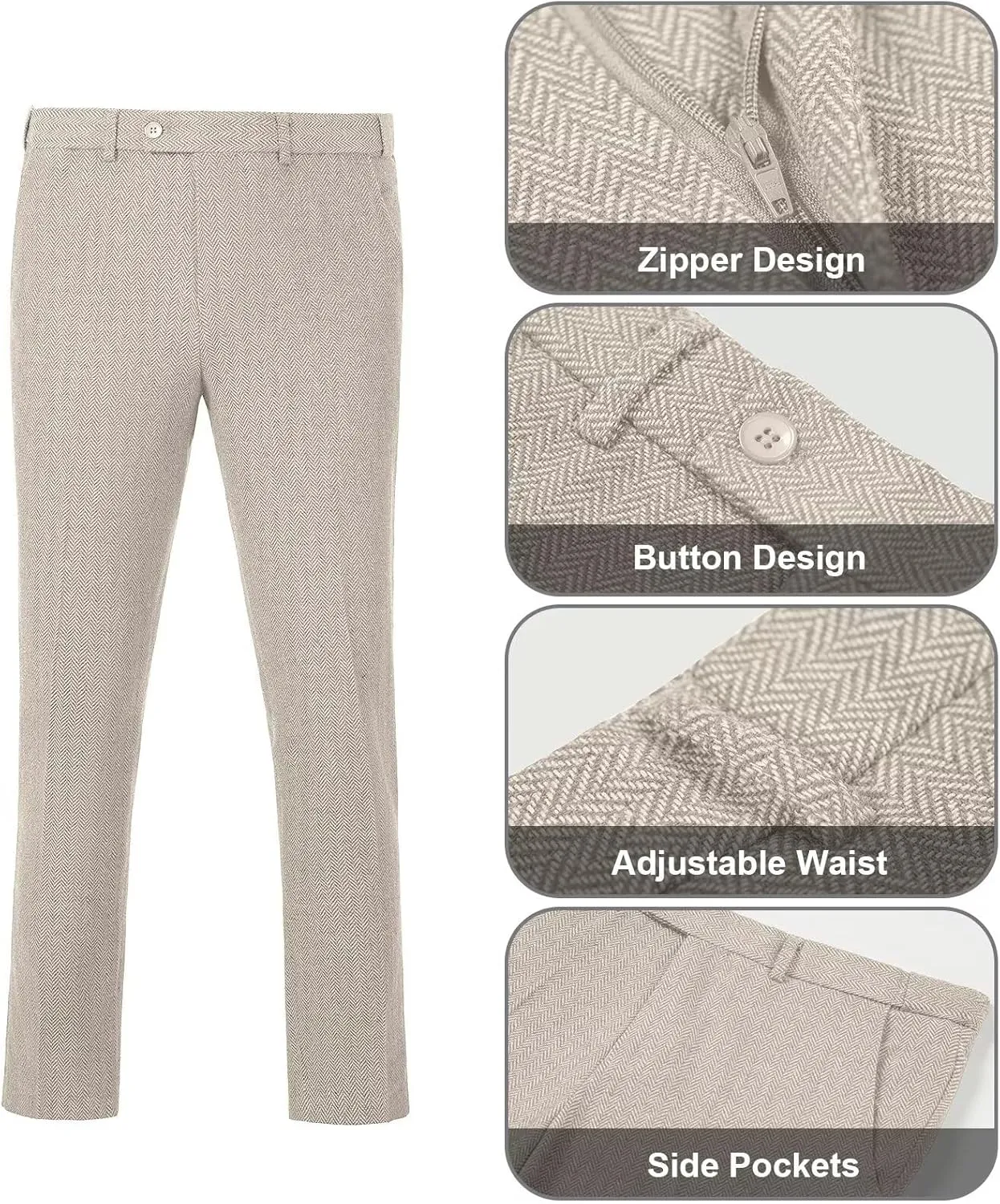 Retro 3 Pieces Slim Fit Boy Suit Tweed Herringbone Formal Stylish Vest Tuxedo Pants Wedding Homecoming Dress Wear Set