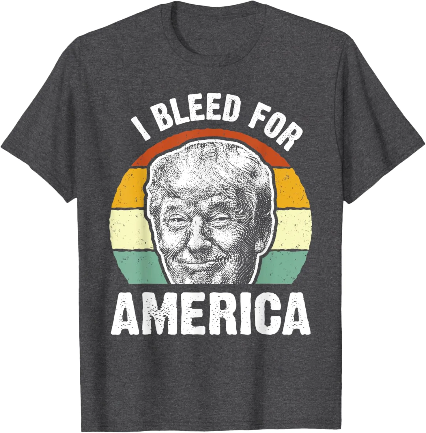 Retro Big Trump Face I Bleed for America Vintage Sunset T-Shirt
