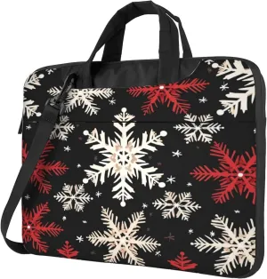 Retro Christmas Snow Snowflakes Laptop Shoulder Bag for Women, Laptop Sleeve Case Durable Computer Bag