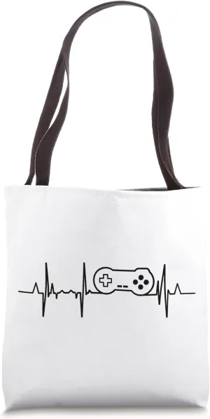 Retro Gaming Pulse Line Retro Game Collector Heartbeat Tote Bag