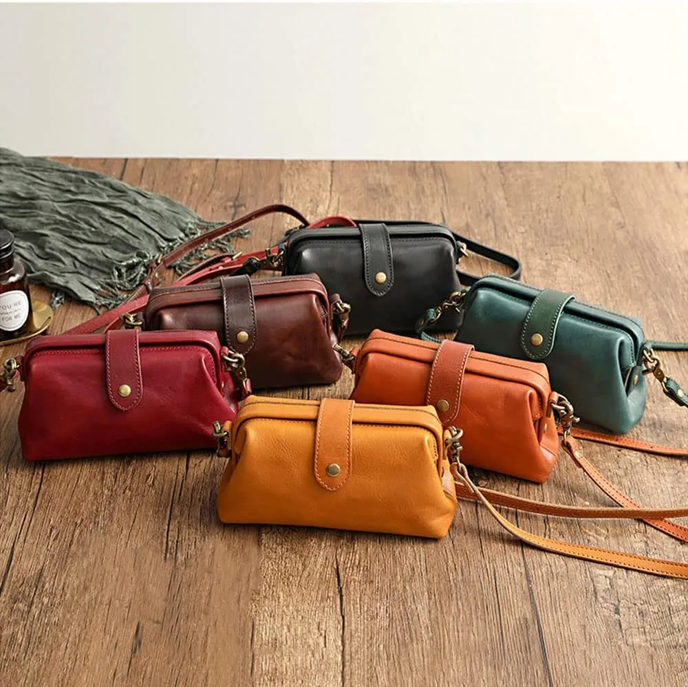 Retro Handmade Bag, Retro Handmade Doctor Bag Crossbody, Vintage Style Doctor Bag, Unique Opening Small Women Crossboy Bag.