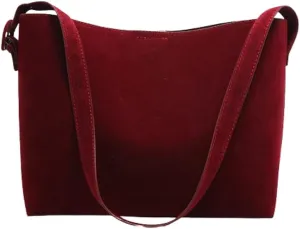 Retro Suede Tote Bag for Women 2Pcs Suede Hobo Shoulder Bag Crossbody Purse Satchel Large Capacity Work Tote Handbag