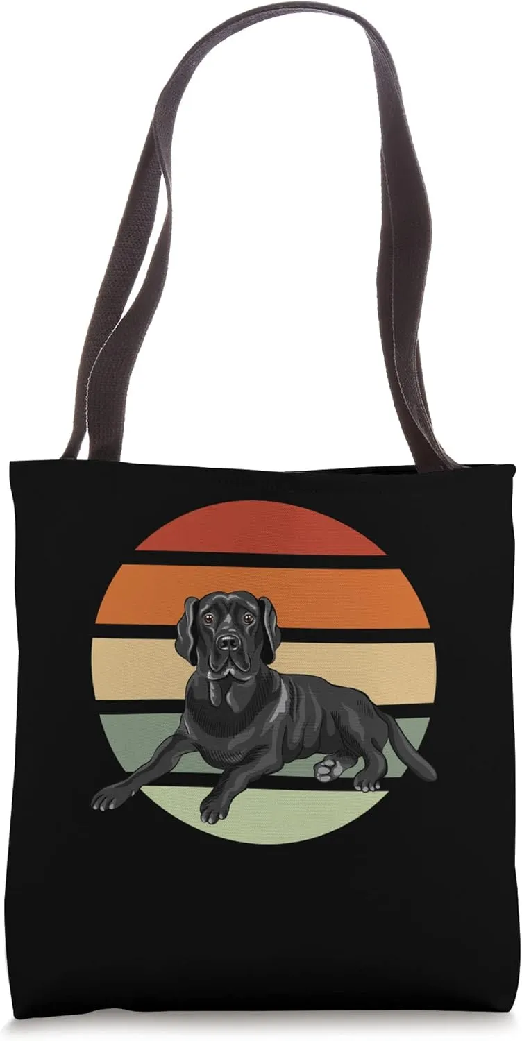 Retro Sunset Black Labrador for Dog Breeders Tote Bag