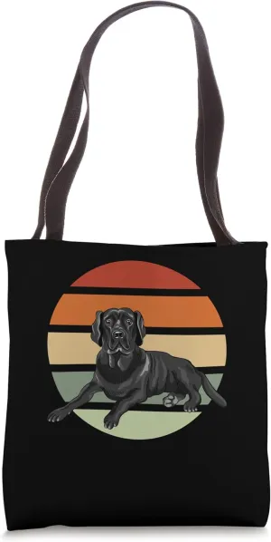 Retro Sunset Black Labrador for Dog Breeders Tote Bag