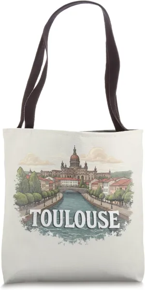 Retro Toulouse Landscape Vintage Souvenir Tote Bag