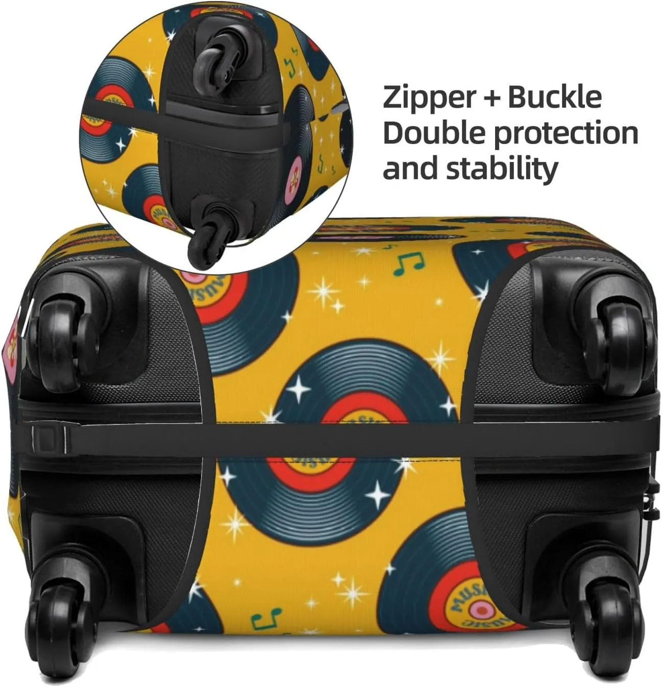 Retro Vinyl Records Travel Luggage Covers - Elasticity Suitcase Covers Protector for Luggage 18-32 Inch
