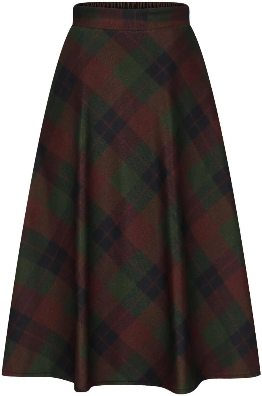 Retro Woolen Blend Plaid Skirt for Women Flowy High Waisted Long Skirts Comfy Pleated A-line Maxi Skirt
