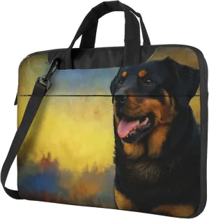 Rottweiler Dog Laptop Shoulder Bag for Women, Animal Dog Pattern Laptop Sleeve Case Durable Computer Bag