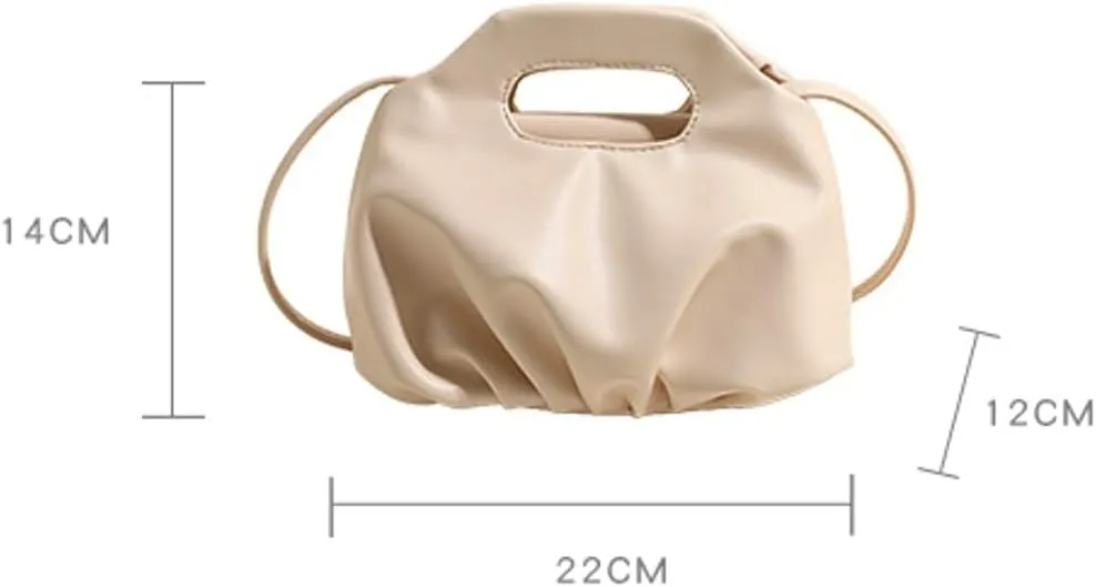 Rungion Chic Vegan Leather Purse for Women Small Dumpling Shoulder Crossbody Bag Pleated Cloud Handbag Designer Satchel