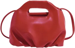 Rungion Chic Vegan Leather Purse for Women Small Dumpling Shoulder Crossbody Bag Pleated Cloud Handbag Designer Satchel