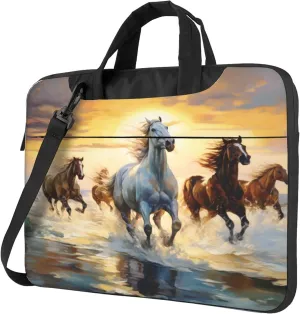 Running Horse Laptop Shoulder Bag for Women, Sunset Animal Laptop Sleeve Case Durable Computer Bag