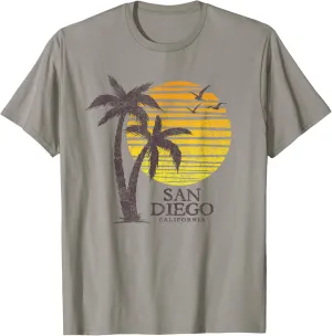San Diego California Vintage Beach Sunset boys girls T-Shirt