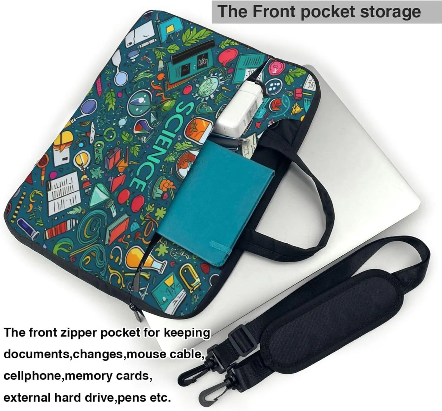 Science Chemistry Laptop Shoulder Bag for Women, Educational Theme Laptop Sleeve Case Durable Computer Bag
