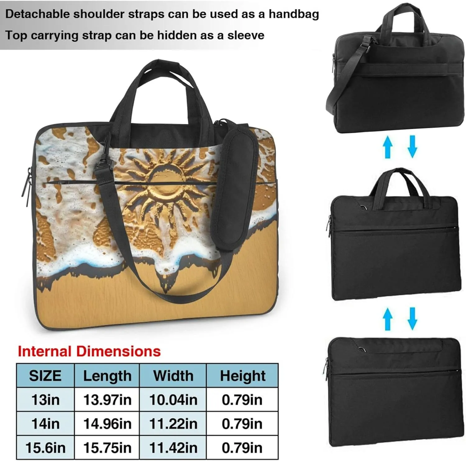 Sea Beach Laptop Shoulder Bag for Women, Ocean Theme Laptop Sleeve Case Durable Computer Bag