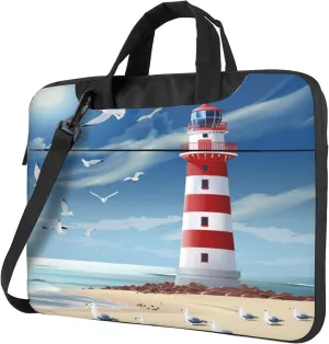 Seagull Lighthouse Laptop Shoulder Bag for Women, Ocean Beach Laptop Sleeve Case Durable Computer Bag