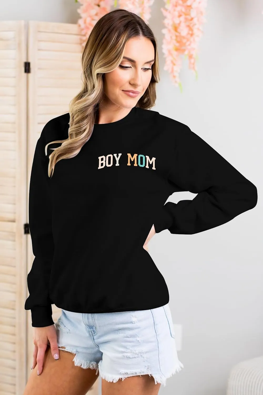 SFHFY Womens Mom Sweatshirts: Mama Crewneck Sweatshirt Casual Mom Life Pullover Mama Mode Long Sleeve Shirt Mommy Tops