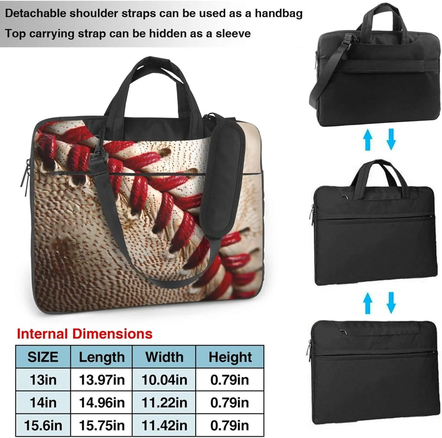 Shabby Baseball Laptop Shoulder Bag for Women, Sport Baseball Laptop Sleeve Case Durable Computer Bag