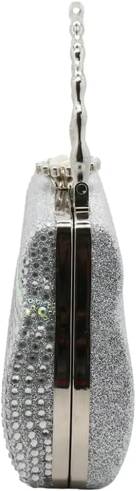 Shining Women Rhinestone Evening Clutch Diamonds Evening Handbag Chic Floral Shoulder Purse for Banquet Wedding Party