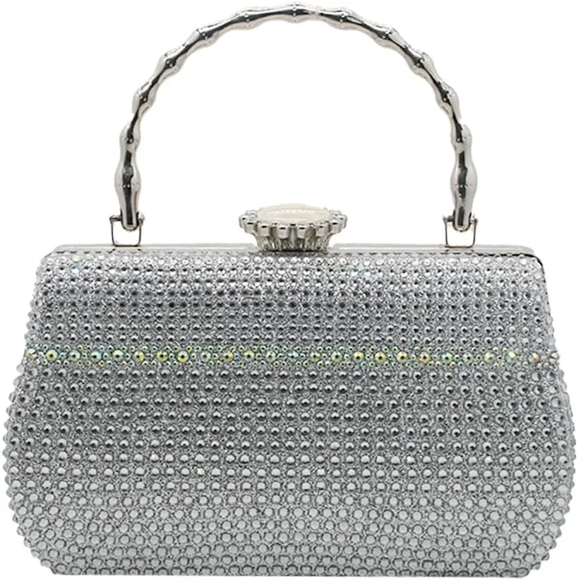 Shining Women Rhinestone Evening Clutch Diamonds Evening Handbag Chic Floral Shoulder Purse for Banquet Wedding Party