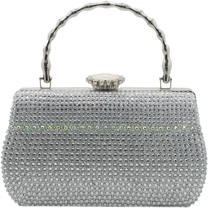 Shining Women Rhinestone Evening Clutch Diamonds Evening Handbag Chic Floral Shoulder Purse for Banquet Wedding Party