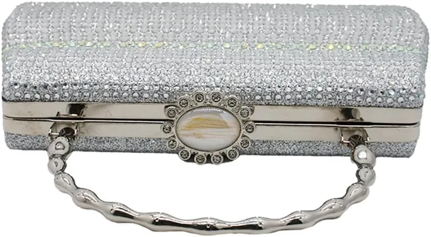 Shining Women Rhinestone Evening Clutch Diamonds Evening Handbag Chic Floral Shoulder Purse for Banquet Wedding Party