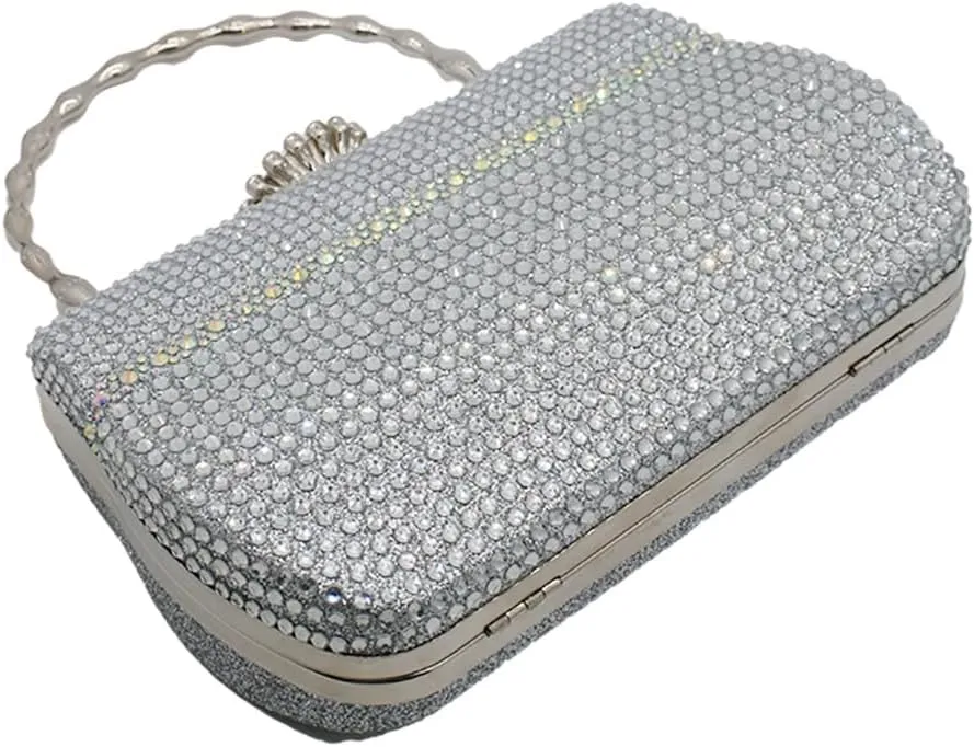 Shining Women Rhinestone Evening Clutch Diamonds Evening Handbag Chic Floral Shoulder Purse for Banquet Wedding Party