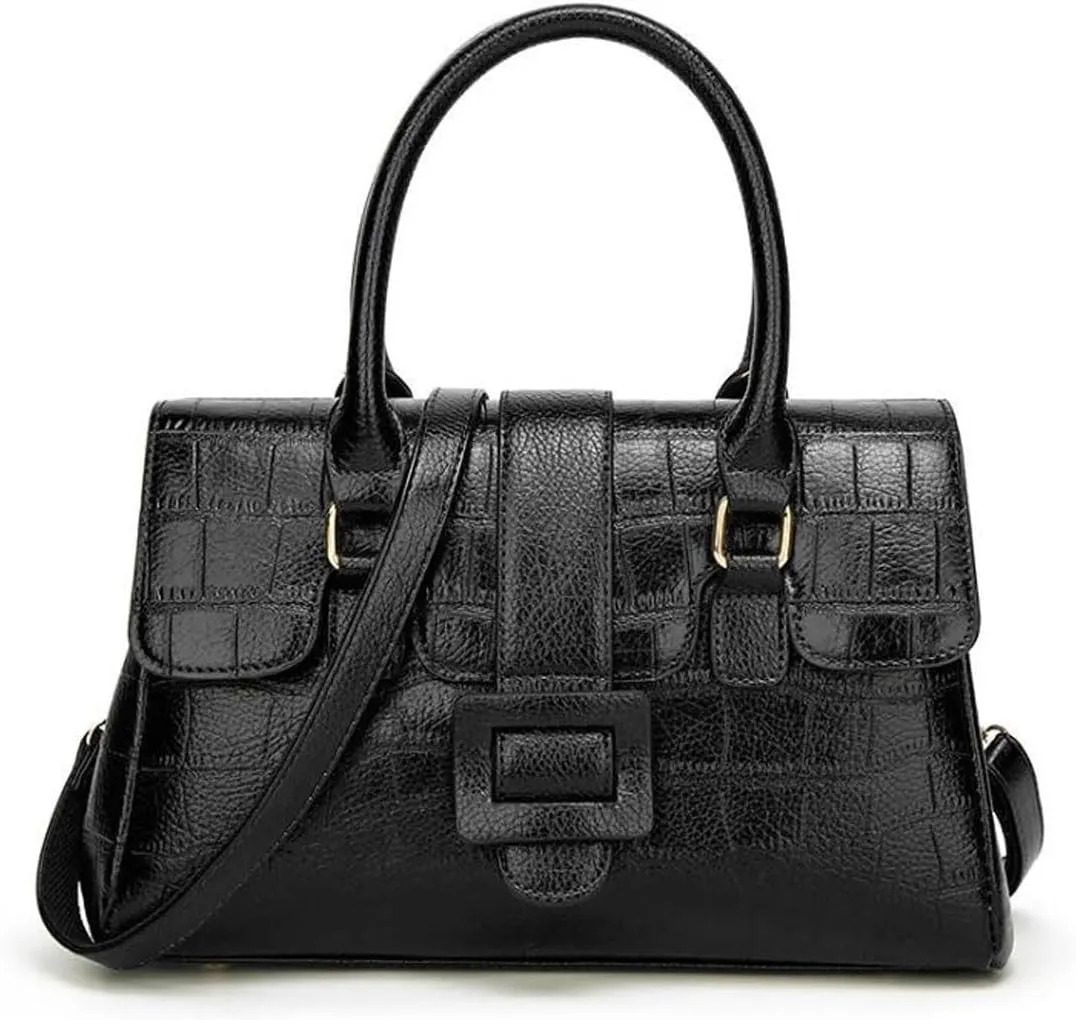 Shoulder Bag Leather Tote Bag for Women - Stylish Handbags & Messenger Bags(Black)
