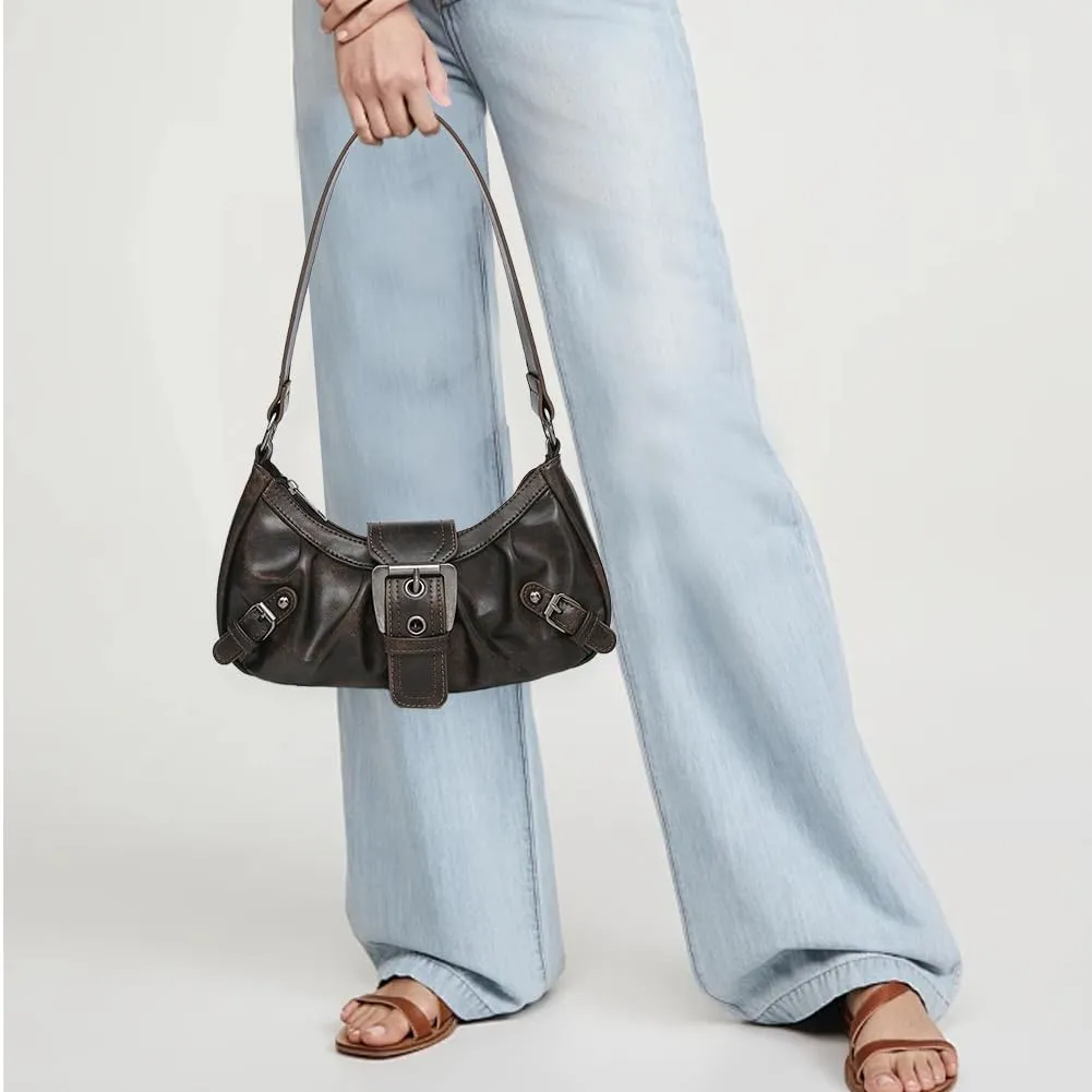 Shoulder Bag Y2k Purse for Women Punk Style Hobo Handbag Trendy Shoulder Purse Pu Leather Clutch Y2k Bag Fall Purse