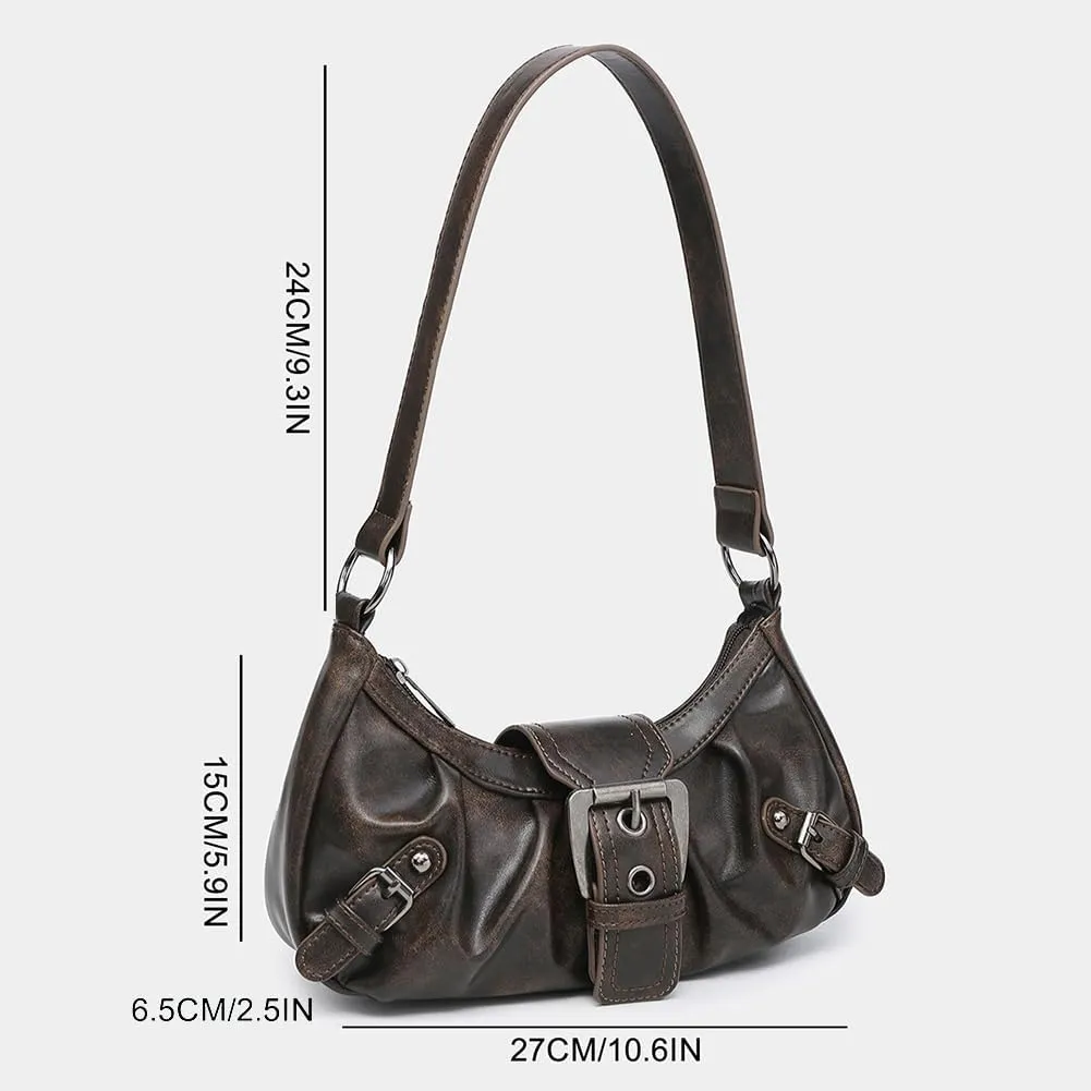 Shoulder Bag Y2k Purse for Women Punk Style Hobo Handbag Trendy Shoulder Purse Pu Leather Clutch Y2k Bag Fall Purse