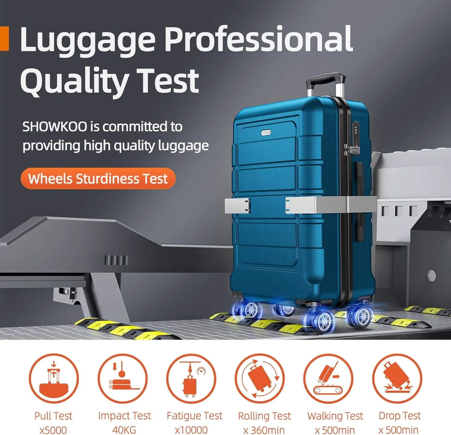 SHOWKOO Luggage Sets Expandable PC ABS Durable Suitcase Sets Double Wheels TSA Lock Sea Blue 3PCS
