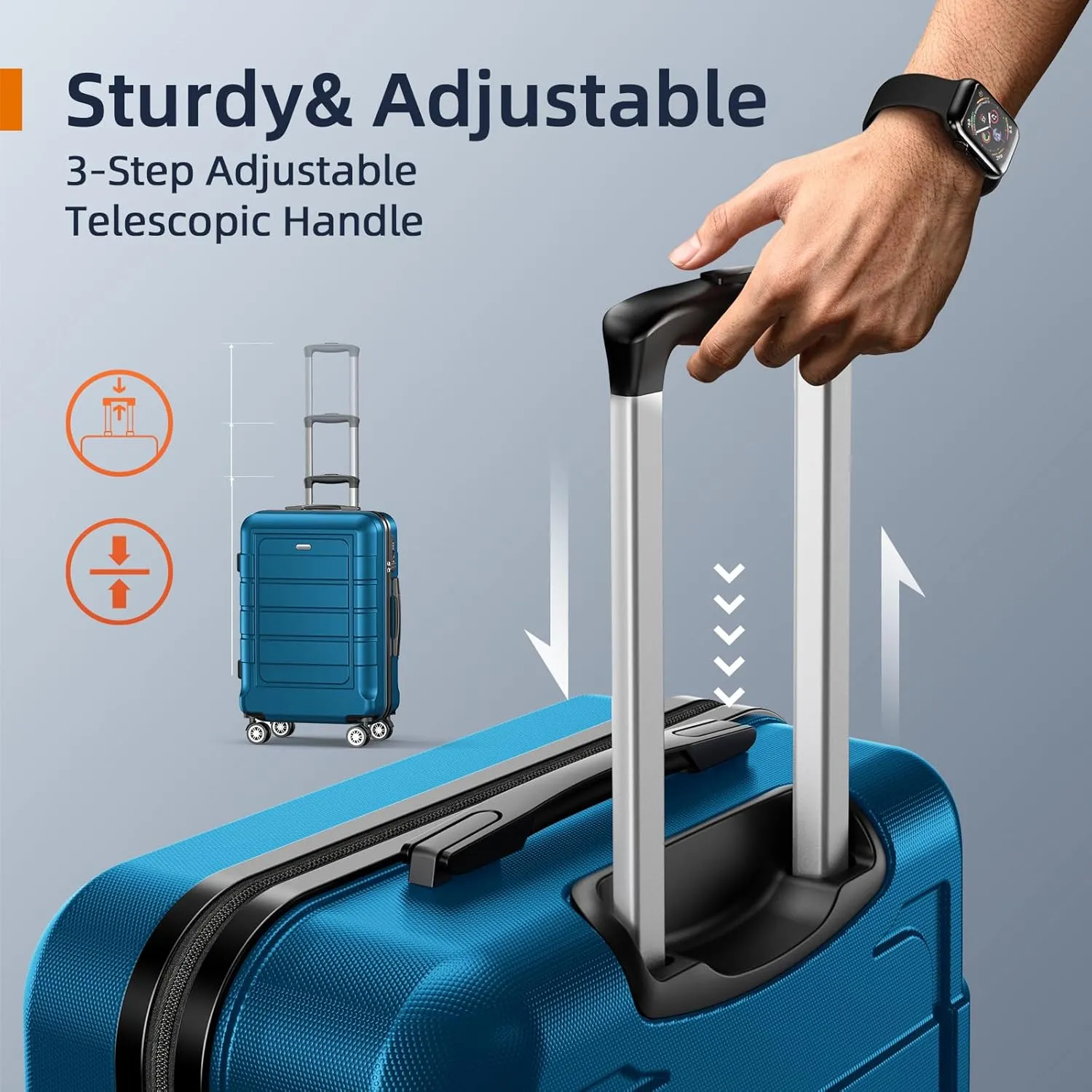 SHOWKOO Luggage Sets Expandable PC ABS Durable Suitcase Sets Double Wheels TSA Lock Sea Blue 3PCS
