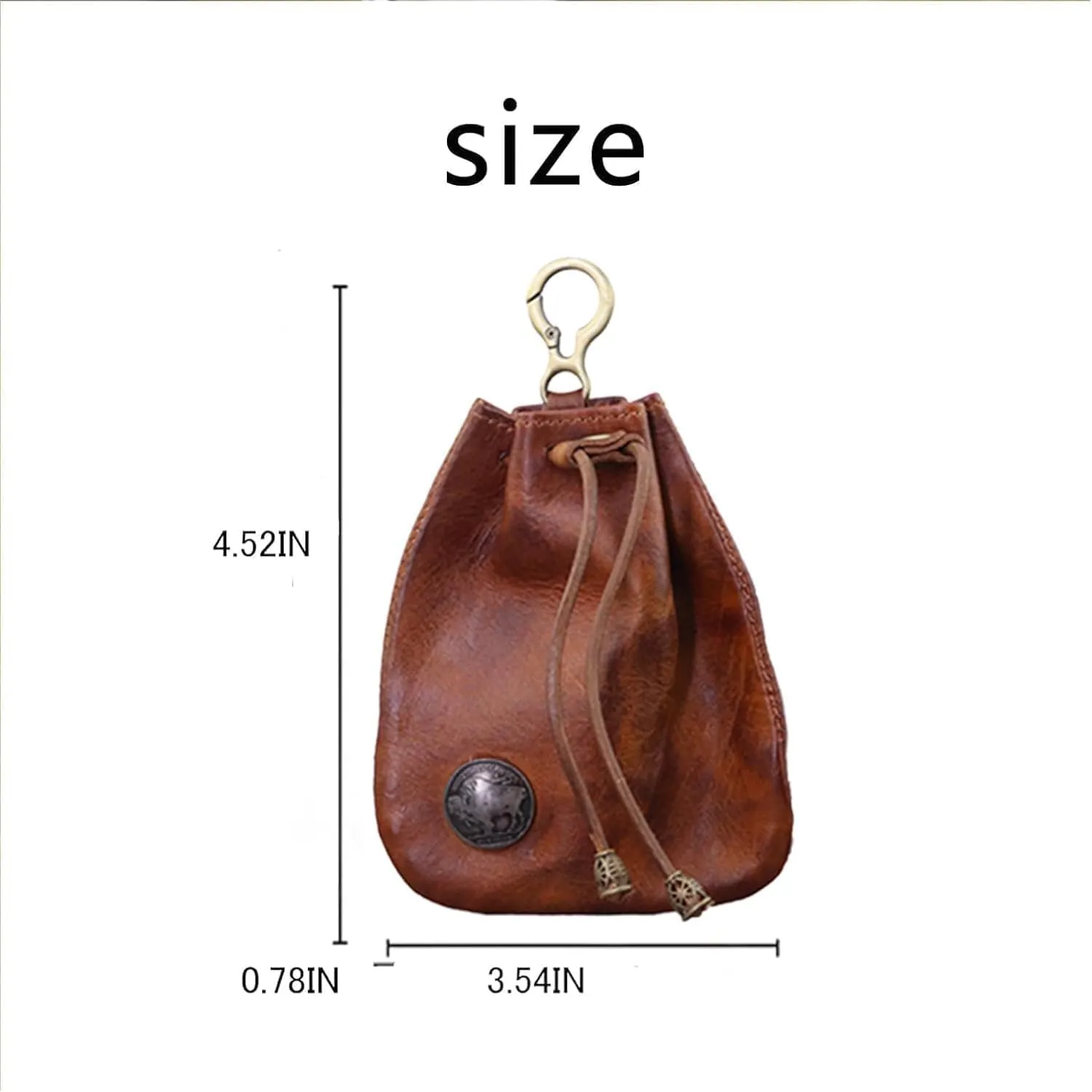 Simple Cowhide Retro Storage Bag, Handmade Leather Wallet, Small Coin Purse, Portable Key Pouch for Women Men (Red)