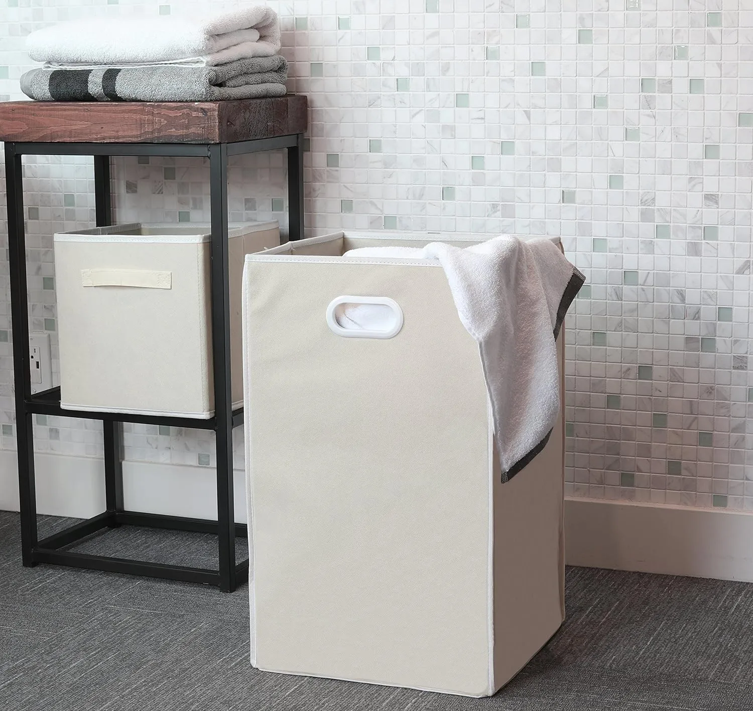 Simple Houseware Foldable Closet Laundry Hamper Basket, Beige