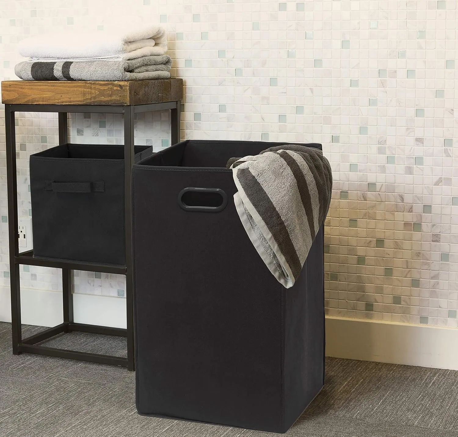 Simple Houseware Foldable Closet Laundry Hamper Basket, Black