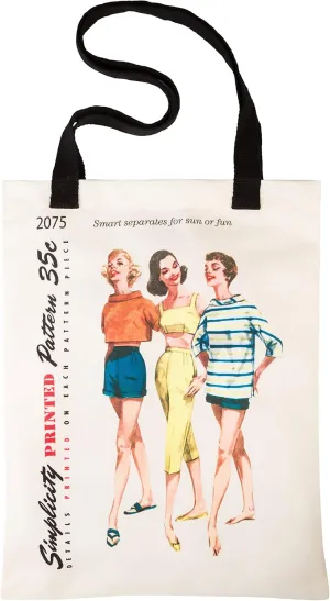 Simplicity Vintage Fashion 1950's ''Sun or Fun'' Shoulder Tote Bag, 12.75'' x 16''