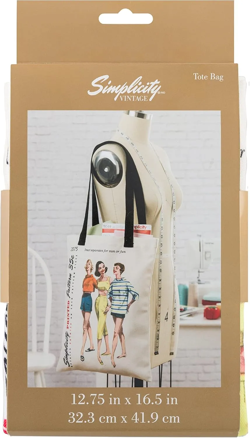 Simplicity Vintage Fashion 1950's ''Sun or Fun'' Shoulder Tote Bag, 12.75'' x 16''