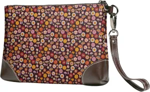 Small Clutch Purses for Women - 70s Groovy Hippie Retro Leather Wristlet Wallets for Women with Wrist Strap
