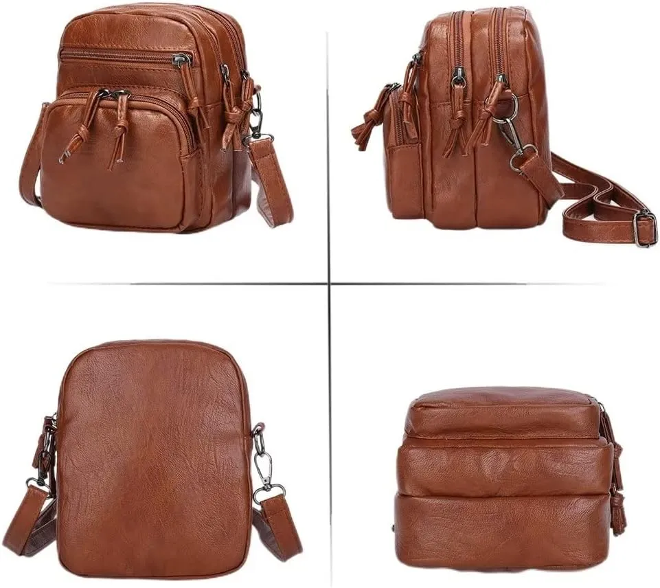 Small Shoulder Bag for Women Soft Veagan Leather Crossbody Bag Vintage Passport Purse Casual Cell Phone Purse Wallet