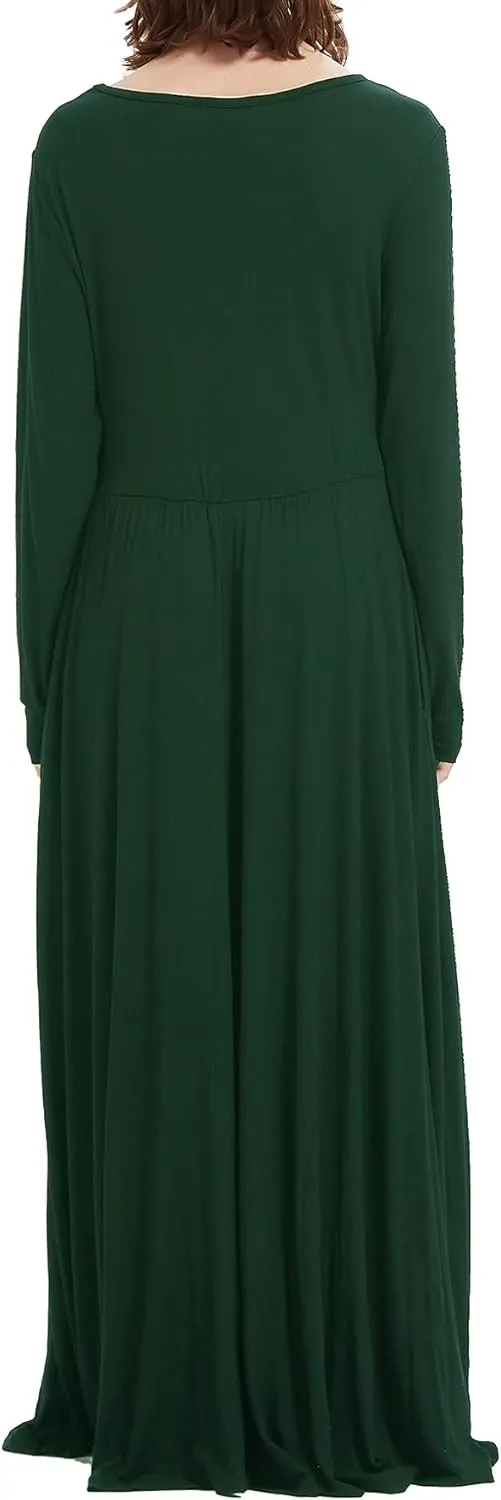 Smallshow Women's Long Sleeve Maxi Nursing Dress Maternity Breastfeeding Clothes