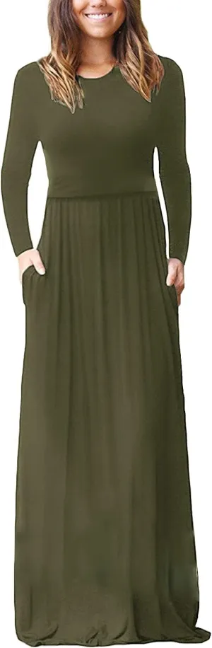 Smallshow Women's Long Sleeve Maxi Nursing Dress Maternity Breastfeeding Clothes