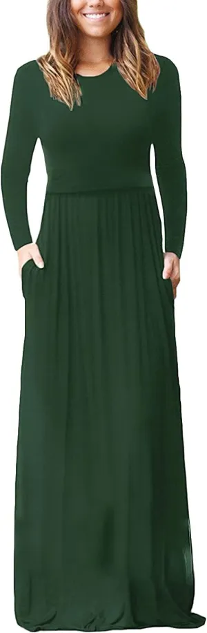 Smallshow Women's Long Sleeve Maxi Nursing Dress Maternity Breastfeeding Clothes