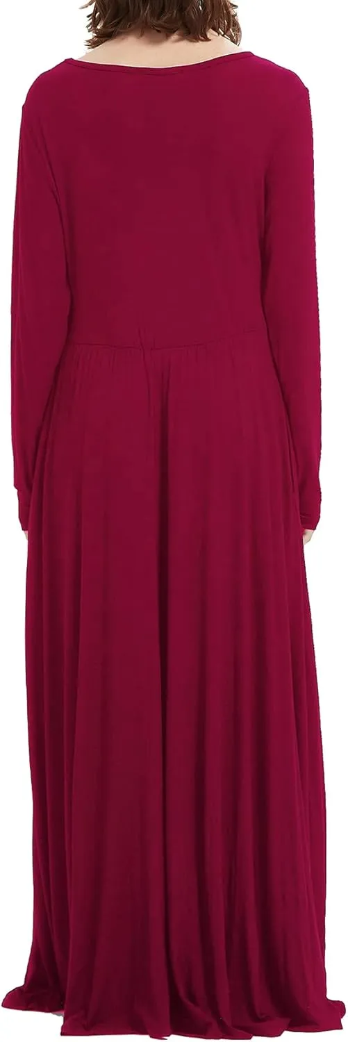 Smallshow Women's Long Sleeve Maxi Nursing Dress Maternity Breastfeeding Clothes