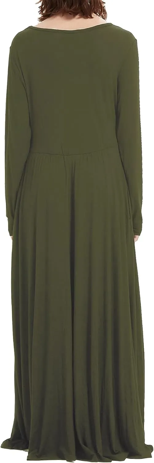 Smallshow Women's Long Sleeve Maxi Nursing Dress Maternity Breastfeeding Clothes