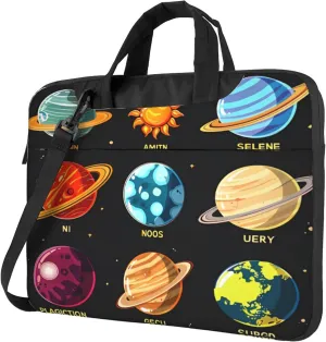 Solar System Planets Laptop Shoulder Bag for Women, Space Planet Laptop Sleeve Case Durable Computer Bag