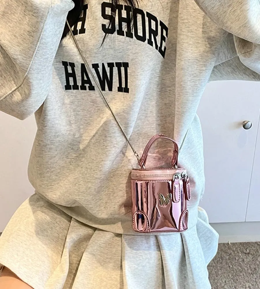 Solid Color Shoulder Handbag for Women, Cute Handbag Mini Purse, Chic Bucket Bag, Highlight Crossbody Bag with Zipper